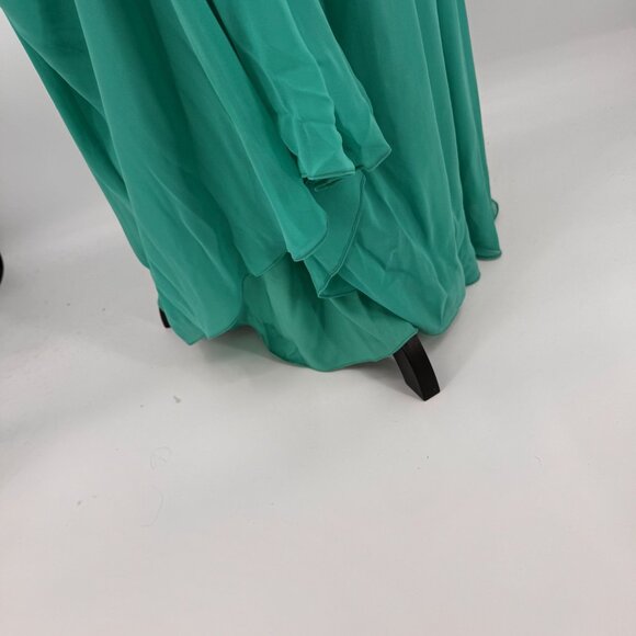 Badgley Mischka Cache Prom Dress Womens 6 Turquoise One Shoulder Embellished - Picture 7 of 8